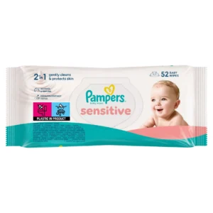 Pampers Sensitive drėgnos servetėlės jautriai odai, 52 vnt.