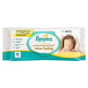 Pampers Premium Protection New Baby drėgnos servetėlės naujagimiams, 60 vnt.