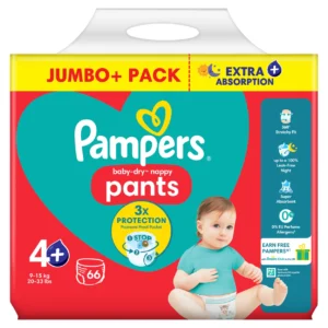 Pampers Baby-Dry Pants 4+ dydis (66 vnt.) Jumbo+ Pack (9 -15 kg)