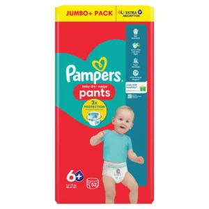 Pampers Baby-Dry sauskelnės-kelnaitės 6+ dydis, 52 vnt. (14–19 kg)