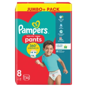 Pampers Baby-Dry Nappy Pants 8 dydis, 44 vnt. (17+ kg ) – Jumbo+ Pack