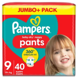 Pampers Baby-Dry Nappy Pants 9 dydis, 40 vnt. (19+ kg) – Jumbo+ Pack