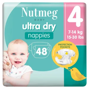 Nutmeg Baby Ultra Dry sauskelnės 4 dydis, 7–14 kg (48 vnt.)