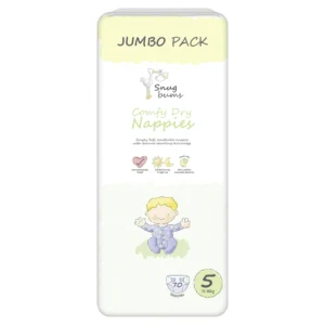 Snug Bums Comfy Dry Jumbo Pack sauskelnės 5 dydis, 11- 16 kg. ( 70 vnt.)