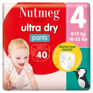 Nutmeg Baby Ultra Dry sauskelnės-kelnaitės 4 dydis, 8–15 kg (40 vnt.)