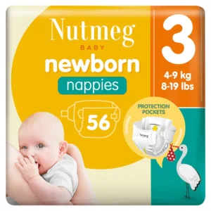 Nutmeg Baby Newborn sauskelnės 3 dydis, 4–9 kg (56 vnt.)